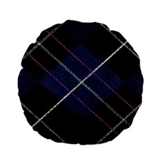 Modern Blue Plaid Standard 15  Premium Round Cushions