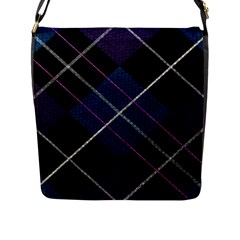 Modern Blue Plaid Flap Closure Messenger Bag (l) by ConteMonfrey