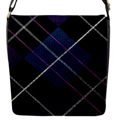 Modern Blue Plaid Flap Closure Messenger Bag (S)