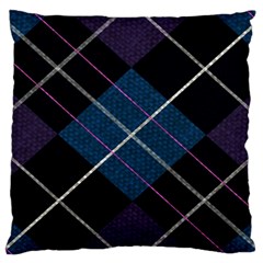 Modern Blue Plaid Large Flano Cushion Case (Two Sides)