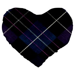 Modern Blue Plaid Large 19  Premium Flano Heart Shape Cushions by ConteMonfrey