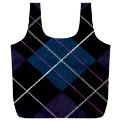 Modern Blue Plaid Full Print Recycle Bag (xxl) by ConteMonfrey