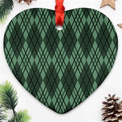 Dark Green Multi Colors Plaid  Ornament (heart) by ConteMonfrey