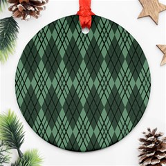 Dark Green Multi Colors Plaid  Round Ornament (two Sides) by ConteMonfrey