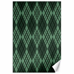 Dark Green Multi Colors Plaid  Canvas 20  X 30  by ConteMonfrey