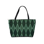 Dark Green Multi Colors Plaid  Classic Shoulder Handbag Back