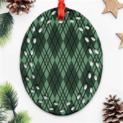 Dark Green Multi Colors Plaid  Ornament (oval Filigree) by ConteMonfrey