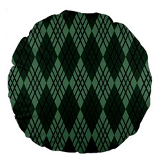 Dark Green Multi Colors Plaid  Large 18  Premium Round Cushions by ConteMonfrey