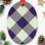 Dark blue and white diagonal plaids Ornament (Oval) Front