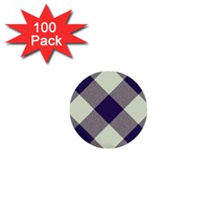 Dark Blue And White Diagonal Plaids 1  Mini Buttons (100 Pack)  by ConteMonfrey