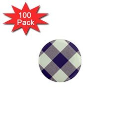 Dark Blue And White Diagonal Plaids 1  Mini Magnets (100 Pack)  by ConteMonfrey