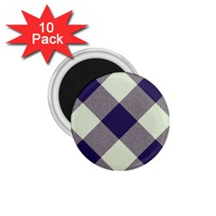 Dark Blue And White Diagonal Plaids 1 75  Magnets (10 Pack)  by ConteMonfrey