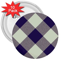 Dark Blue And White Diagonal Plaids 3  Buttons (10 Pack)  by ConteMonfrey