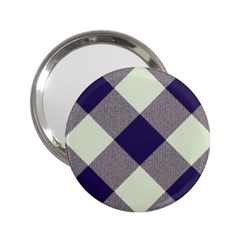 Dark Blue And White Diagonal Plaids 2 25  Handbag Mirrors by ConteMonfrey