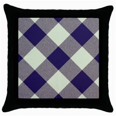 Dark Blue And White Diagonal Plaids Throw Pillow Case (black) by ConteMonfrey