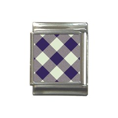 Dark Blue And White Diagonal Plaids Italian Charm (13mm) by ConteMonfrey