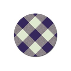 Dark Blue And White Diagonal Plaids Magnet 3  (round) by ConteMonfrey