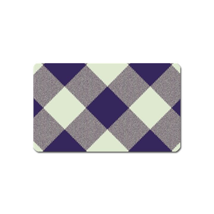 Dark blue and white diagonal plaids Magnet (Name Card)