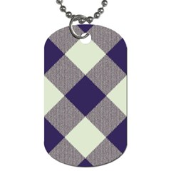 Dark Blue And White Diagonal Plaids Dog Tag (one Side) by ConteMonfrey