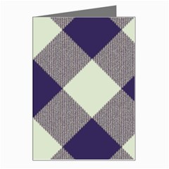 Dark Blue And White Diagonal Plaids Greeting Card by ConteMonfrey