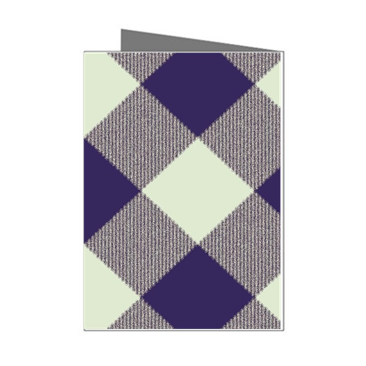 Dark blue and white diagonal plaids Mini Greeting Cards (Pkg of 8)