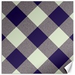 Dark blue and white diagonal plaids Canvas 16  x 16  15.2 x15.41  Canvas - 1