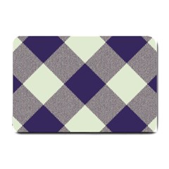 Dark Blue And White Diagonal Plaids Small Doormat by ConteMonfrey