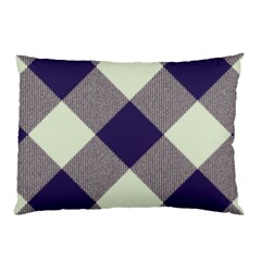 Dark Blue And White Diagonal Plaids Pillow Case by ConteMonfrey