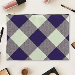 Dark Blue And White Diagonal Plaids Cosmetic Bag (xl) by ConteMonfrey