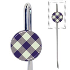 Dark Blue And White Diagonal Plaids Book Mark