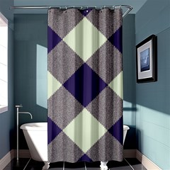 Dark Blue And White Diagonal Plaids Shower Curtain 36  X 72  (stall)  by ConteMonfrey