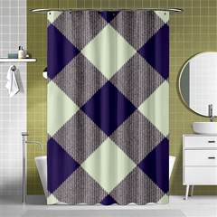 Dark Blue And White Diagonal Plaids Shower Curtain 48  X 72  (small)  by ConteMonfrey