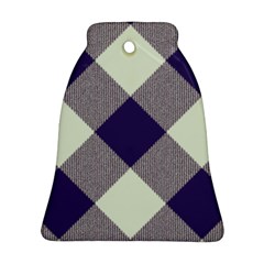 Dark Blue And White Diagonal Plaids Bell Ornament (two Sides) by ConteMonfrey