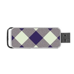 Dark Blue And White Diagonal Plaids Portable Usb Flash (one Side) by ConteMonfrey