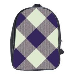 Dark Blue And White Diagonal Plaids School Bag (xl) by ConteMonfrey