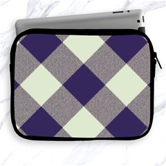 Dark Blue And White Diagonal Plaids Apple Ipad 2/3/4 Zipper Cases by ConteMonfrey