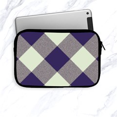 Dark Blue And White Diagonal Plaids Apple Ipad Mini Zipper Cases by ConteMonfrey