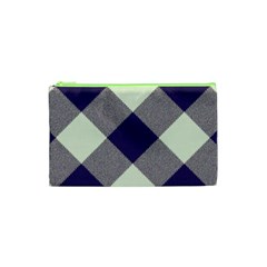 Dark Blue And White Diagonal Plaids Cosmetic Bag (xs) by ConteMonfrey