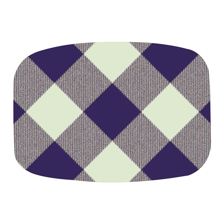 Dark blue and white diagonal plaids Mini Square Pill Box