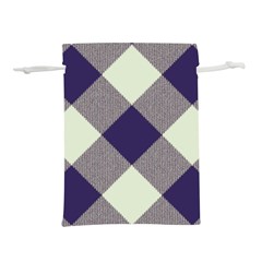 Dark Blue And White Diagonal Plaids Lightweight Drawstring Pouch (m) by ConteMonfrey