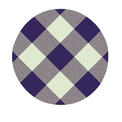 Dark Blue And White Diagonal Plaids Mini Round Pill Box (pack Of 5) by ConteMonfrey