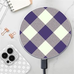 Dark Blue And White Diagonal Plaids Wireless Charger by ConteMonfrey