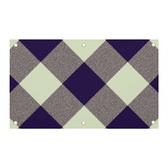 Dark Blue And White Diagonal Plaids Banner And Sign 5  X 3  by ConteMonfrey