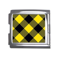 Dark Yellow Diagonal Plaids Mega Link Italian Charm (18mm) by ConteMonfrey