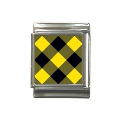 Dark Yellow Diagonal Plaids Italian Charm (13mm) by ConteMonfrey