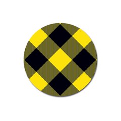 Dark Yellow Diagonal Plaids Magnet 3  (round) by ConteMonfrey