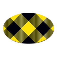 Dark Yellow Diagonal Plaids Oval Magnet by ConteMonfrey