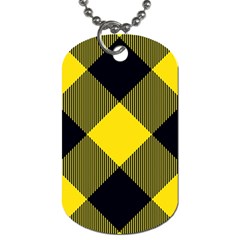 Dark Yellow Diagonal Plaids Dog Tag (one Side) by ConteMonfrey