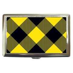 Dark Yellow Diagonal Plaids Cigarette Money Case by ConteMonfrey