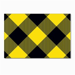 Dark Yellow Diagonal Plaids Postcard 4 x 6  (pkg Of 10) by ConteMonfrey